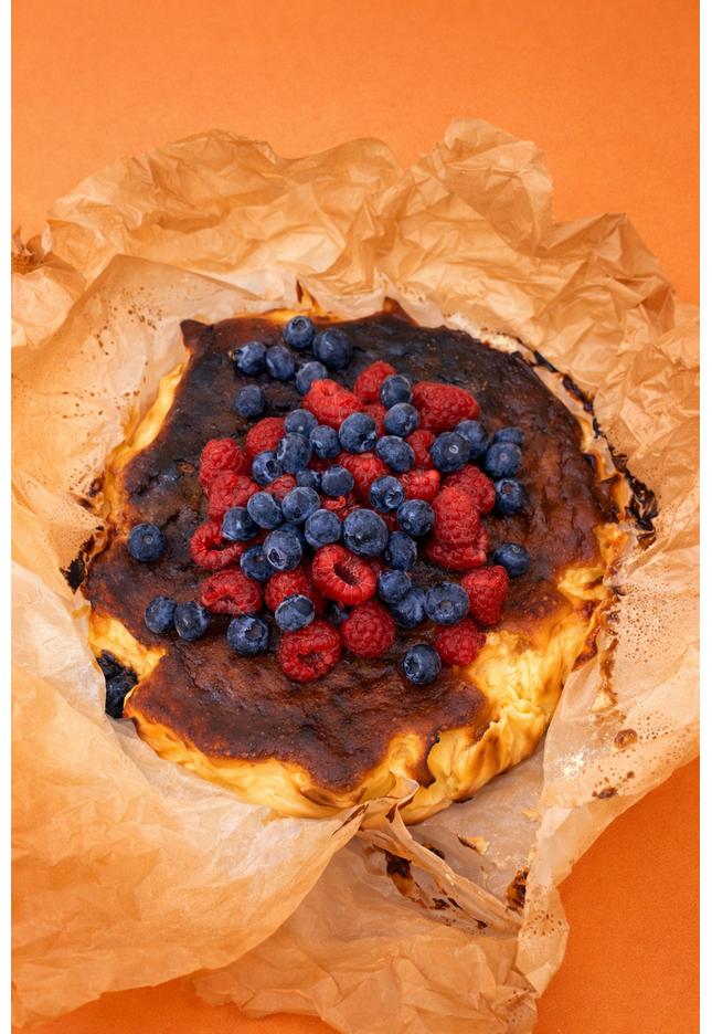 Tarta vasca tradicional con berries