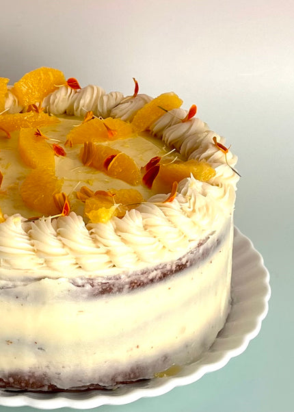 Lemon cake + orange curd + brown buttercream