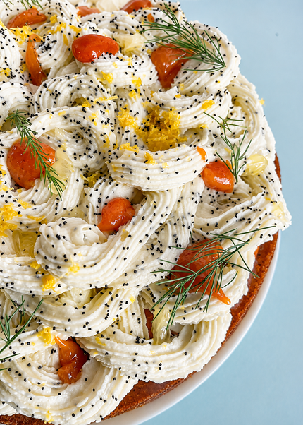 Cornbread + gel guayabitas + poppyseed lemon buttercream