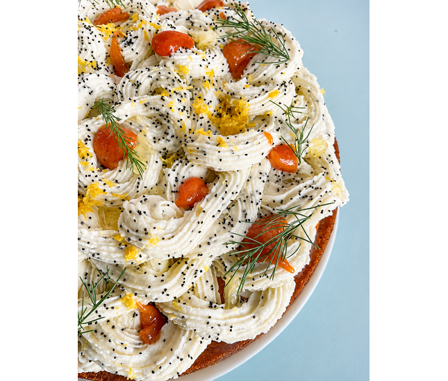 Cornbread + gel guayabitas + poppyseed lemon buttercream